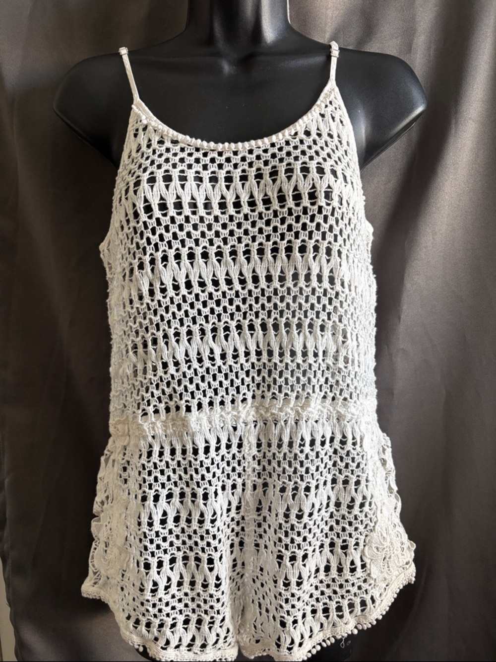 Victoria's Secret White Crochet Open Boho Swimsuit Coverup SZ S